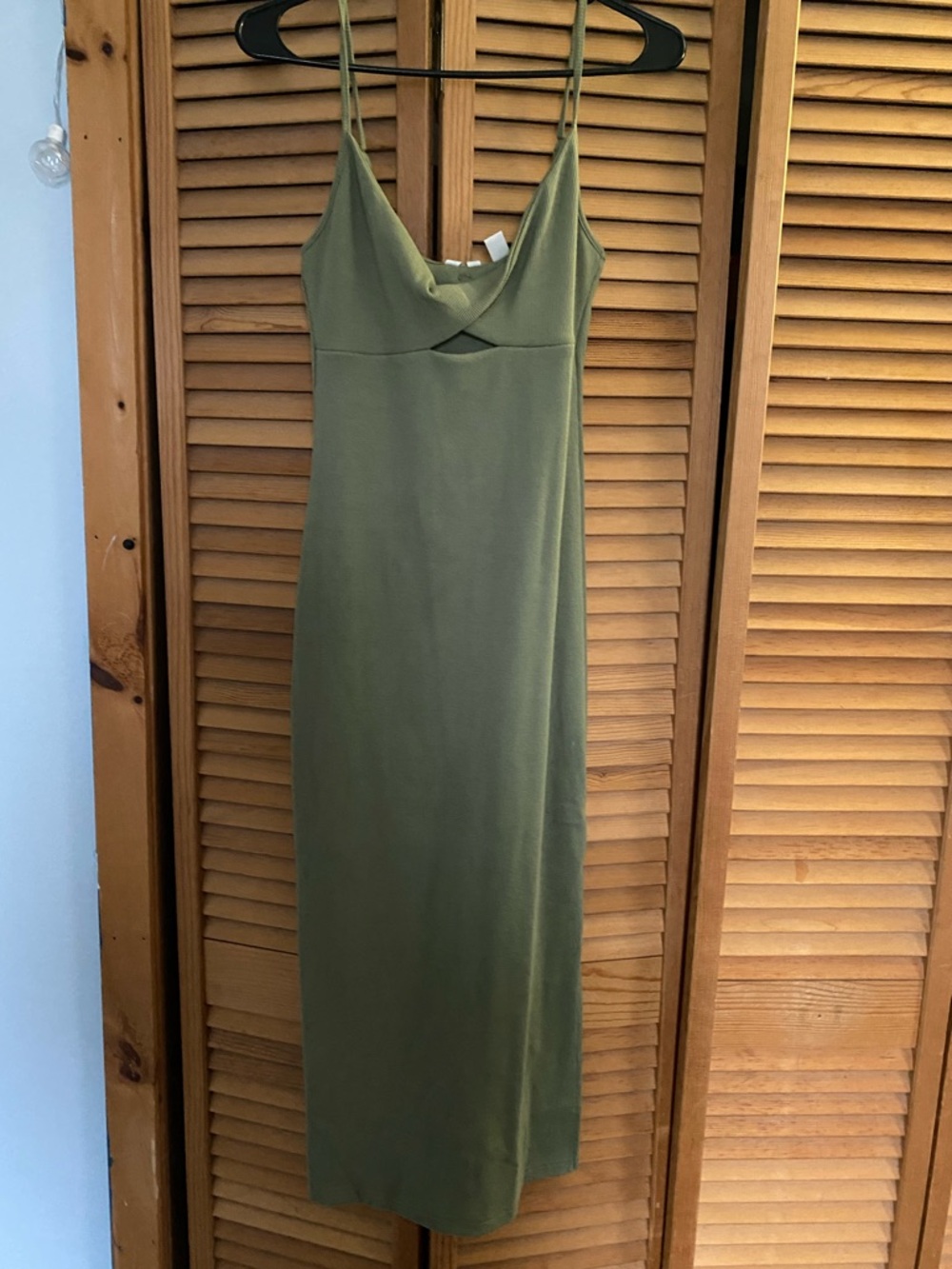 Olive Green Slip Dress with Spaghetti Straps